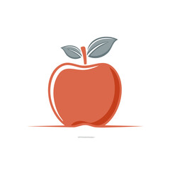 Vibrant Orange Apple with Gray Leaves an Elegant Simple Design Logo Icon Symbol