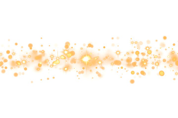 Christmas dust glowing bokeh confetti light and glitter texture overlay for your design. Festive sparkling gold dust png. Holiday powder dust for cards, invitations, banners