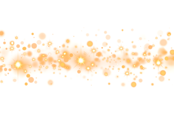 Christmas dust glowing bokeh confetti light and glitter texture overlay for your design. Festive sparkling gold dust png. Holiday powder dust for cards, invitations, banners