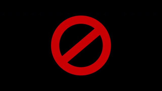 Red round stop sign with alpha channel background. Transparent isolated traffic warning symbol for video, motion graphics, and road safety design. 