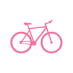 Simple Pink Bicycle Icon Silhouette on White Background