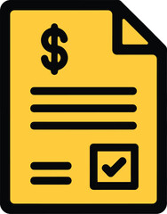Financial invoice document icon with an approval checkmark, a modern vector graphic element for business