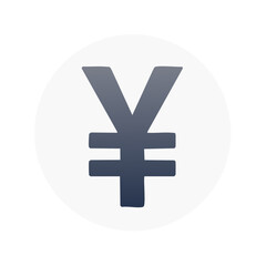 Obraz premium Japanese Yen Symbol in a White Circle Isolated on White Background