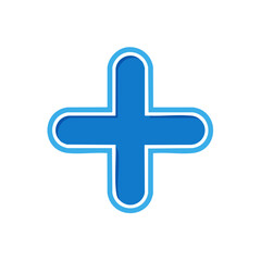 Obraz premium Blue cross sign, medical symbol, healthcare icon, illustration, isolated