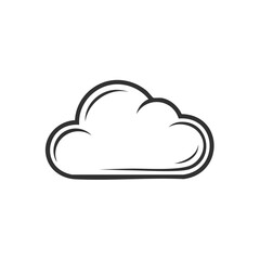 Line art drawing of a cloud illustration isolated on a white background for design elements