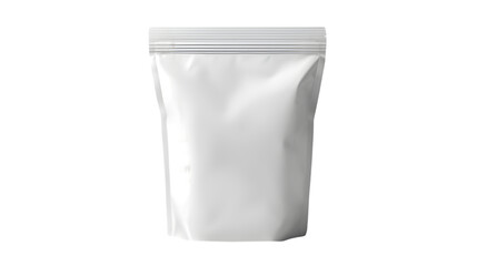 Photorealistic white matte pillow pouch snack bag mockup PNG with soft shadows and transparent background for clean product packaging design presentations.