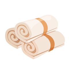 A stack of fluffy bath towels perfect for the bathroom spa or hotel isolated on white background.	