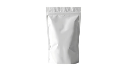 Photorealistic white matte pillow pouch snack bag mockup PNG with soft shadows and transparent background for clean product packaging design presentations.