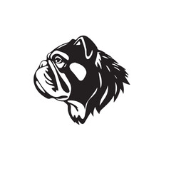 Black dog silhouette on white background. Bold black dog silhouette logo illustration. Dog vector design. 