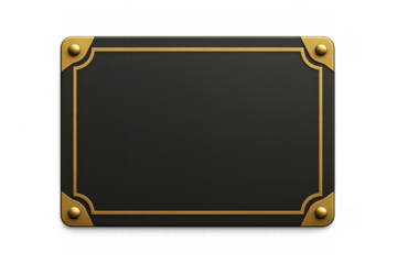 Black elegant blank ornate golden frame on transparent background