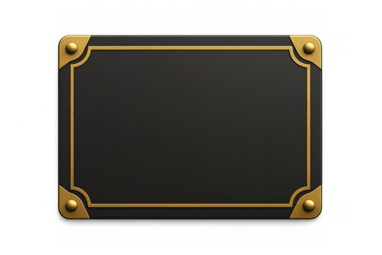 Black elegant blank ornate golden frame on transparent background