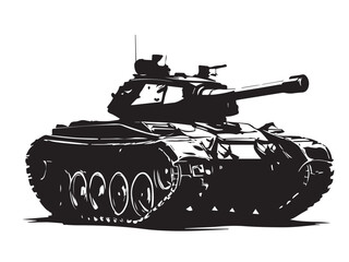 Military tank silhouette on white background. Military tank vector silhouette design. Vector illustration.