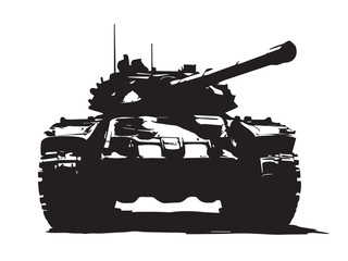 Military tank silhouette on white background. Military tank vector silhouette design. Vector illustration.