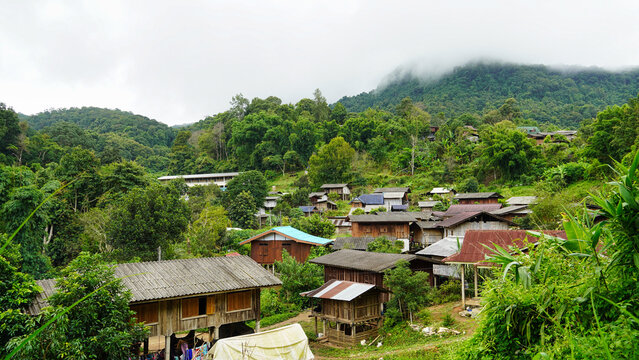 Scenic Hill Village is Encircled by Lush Greenery and Misty Mountains for a Stunning View Chiang Mai 