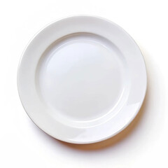 An empty plate isolated on a white background, symbolizing simplicity