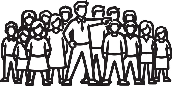 Dynamic leader guides diverse team forward with confident direction, inspiring unity and collective achievement in a modern business setting.