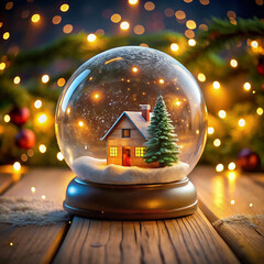 A snow globe placed in the center of a table,