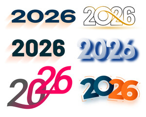 Modern 2026 New Year Typography Logo Designs Set