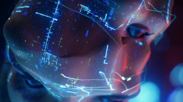 A cinematic vision of futuristic holographic technology glows with cyberpunk energy, featuring interactive 3D graphics and advanced interfaces reminiscent of Minority Report&rsquo;s immersive digital future