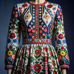 A fully embroidered dress adorned with intricate patterns