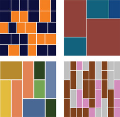 Colorful geometric pattern featuring squares and rectangles arranged in a visually appealing design, creating a modern and vibrant aesthetic