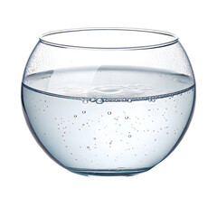 Spherical Glass Bowl with Pure Water on White Background on transparent background