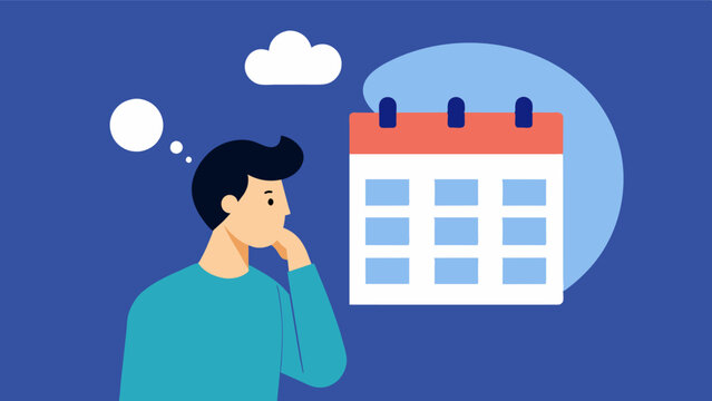 A person experiencing a moment of forgetfulness but quickly consulting their personalized memory calendar to jog their memory.. Vector illustration