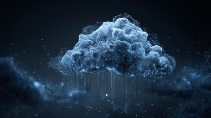 Futuristic cloud computing network with connected nodes for digital data storage and transfer in a modern technology-driven world offering scalability