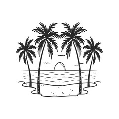 Summer vacation holiday on a tropical island paradise with palm trees on the sandy beach by the ocean