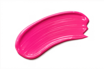 Pink lipstick smear texture on transparent background, showcasing gloss and cosmetic swatch