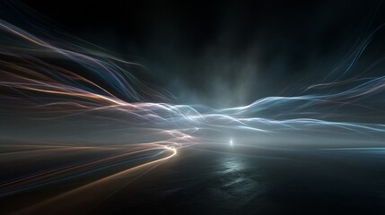 Discover a mesmerizing digital landscape with flowing luminous energy trails, evoking innovation and futuristic exploration.