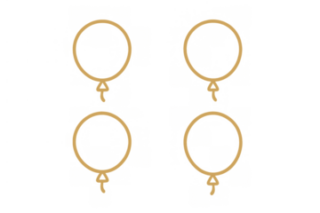 Four outlined balloons vector illustration on transparent background symbolizing celebration and party decorations