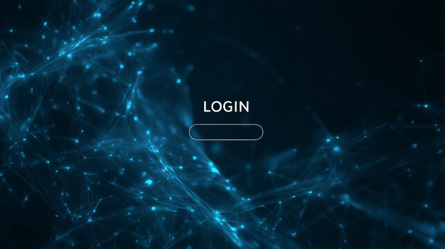 Secure digital login screen with dynamic glowing network connections, representing data access and cybersecurity for technology interfaces