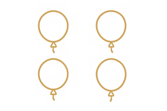 Four outlined balloons vector illustration on transparent background symbolizing celebration and party decorations