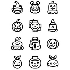 set of halloween icon elements illustrations