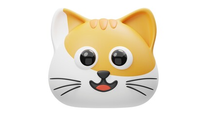 Cute 3D Cat Icon – Adorable Pet Illustration on White Background - 1