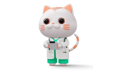 Cute 3D Doctor Cat Character – Cartoon Cat Illustration in 3D - 1