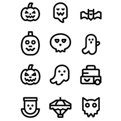 set of halloween icon elements illustrations