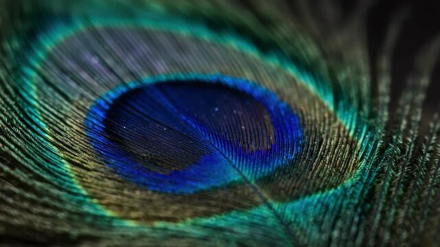 Close up of a peacock feather detail