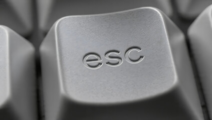 Close-up shot of the esc key on a keyboard