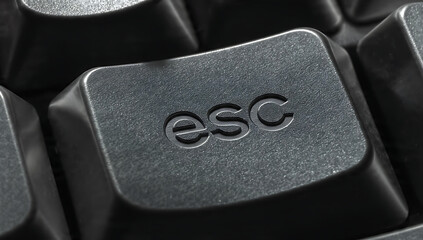 Close up of a black keyboard key with the ESC label on the key
