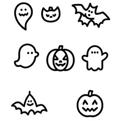 set of halloween icon elements illustrations