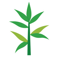 Flat Color Bamboo Foliage Simple Tropical Vector Design