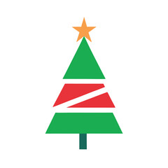 Fototapeta premium Flat Color Christmas Tree Logo Minimalist Vector