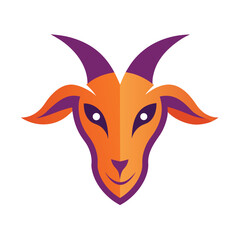 Flat Color Goat Head Logo Modern Bold Emblem