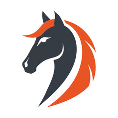 Flat Color Horse Head Logo Elegant Minimal Vector