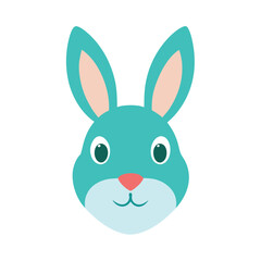 Flat Color Rabbit Head Logo Cute Minimal Character