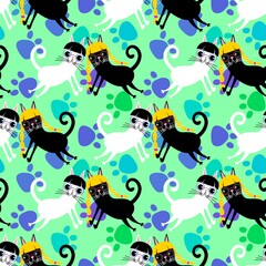 Retro seamless cats pattern for wrapping paper and fabrics and linens and kids clothes print
