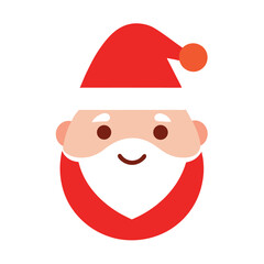 Flat Santa Face Logo Vector Minimalist Christmas Art
