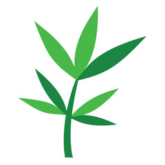 Soft Green Bamboo Leaves Flat Cartoon Vector